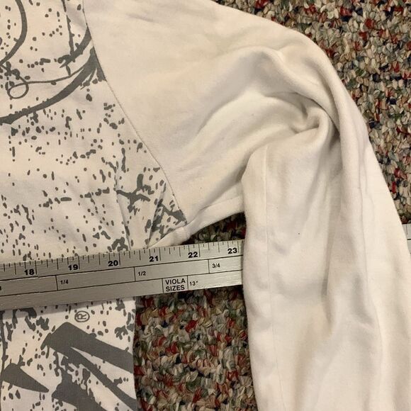 Polaris White with Gray Swirl Logo Long Sleeve Scoop Neck Cotton Tee Size L - Picture 8 of 9